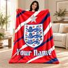 England national football team Custom Name Fleece Blanket Personalized Soft Cozy Throw Blanket Customized Gift for Birthday Christmas