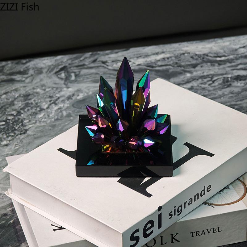 Colorful Crystal Flower Ornaments Desk Decoration Modern Simplicity Creative Flower Artwork Sculpture Room Aesthetics Decor