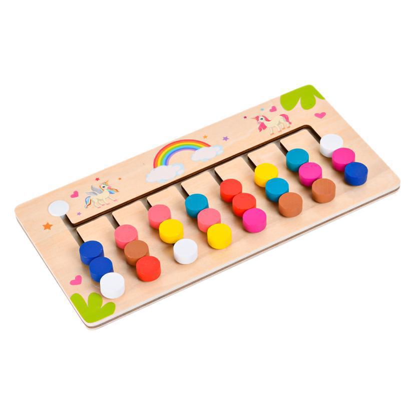Montessori Wooden Eight-Color Puzzle for Early Education and Logical Thinking Training.