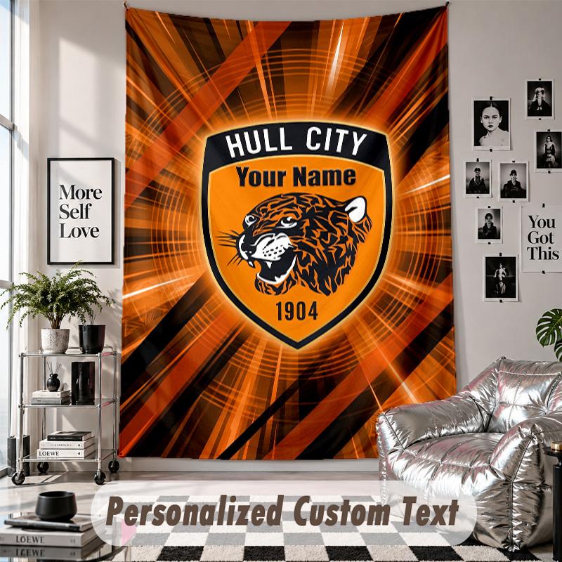 Wall Hanging Tapestry With Custom Name & Text, Hull FC Decorative Tapestry For Bedroom