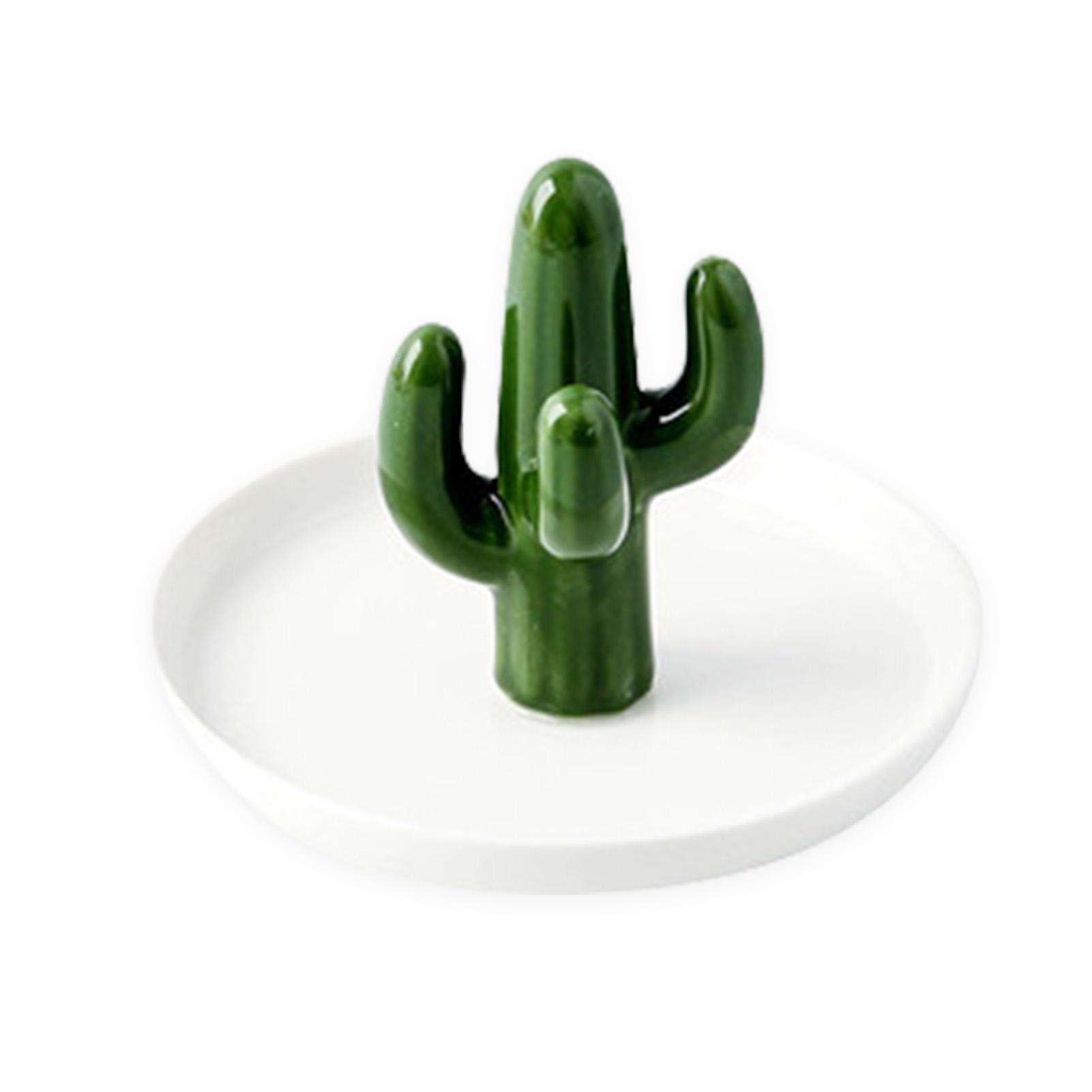 

Nordic Ceramic Jewelry Tray Organizer Necklace Ring Display Plate Creative Decorative Crafts Cactus Antlers Holder Desktop Dish зелёный