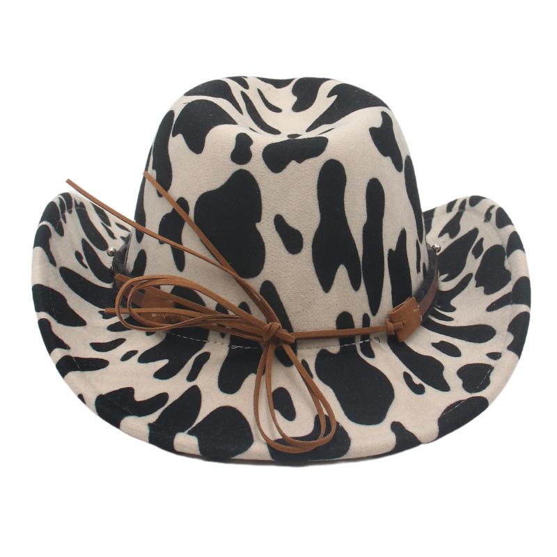 Cowboy Busy Calf Head Outdoor Grassland Riding Handsome Jazz Style Felt Hat Upturned Top Hat Men And Women