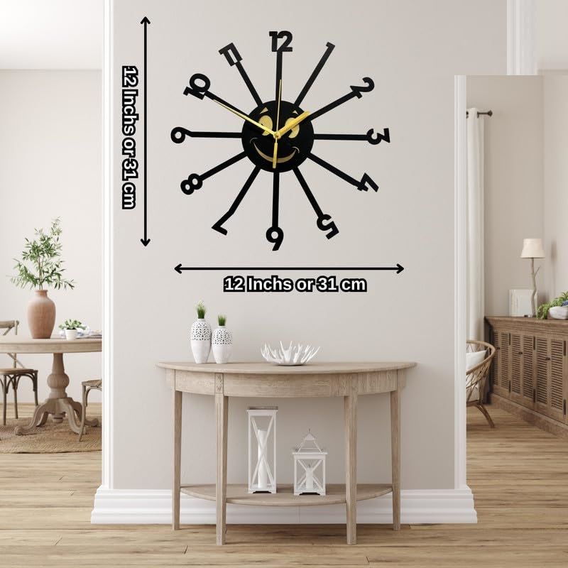 Stylish Modern Classic Design Wall Mount Clocks | Elegant 12-Inch Wall Hanging Timepiece for Home, Office, Living Room, Bedroom Decor (Sun Design)