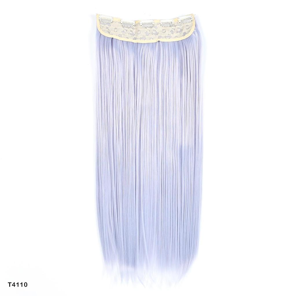 Clip In Hair Extensions For Women One Piece 5Clips Straight&Wavy Hair Black Gray Ombre Color Cosplay Hairpieces