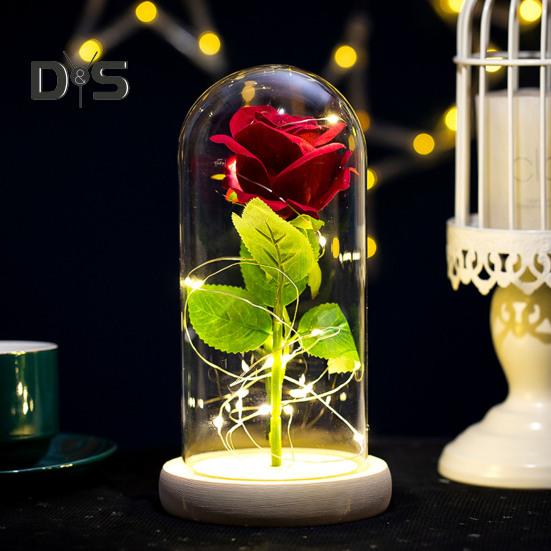 Artificial Rose Flowers Eternal Rose with LED Light Realistic Looking Battery Powered Simulation Rose Flower Holiday Gifts