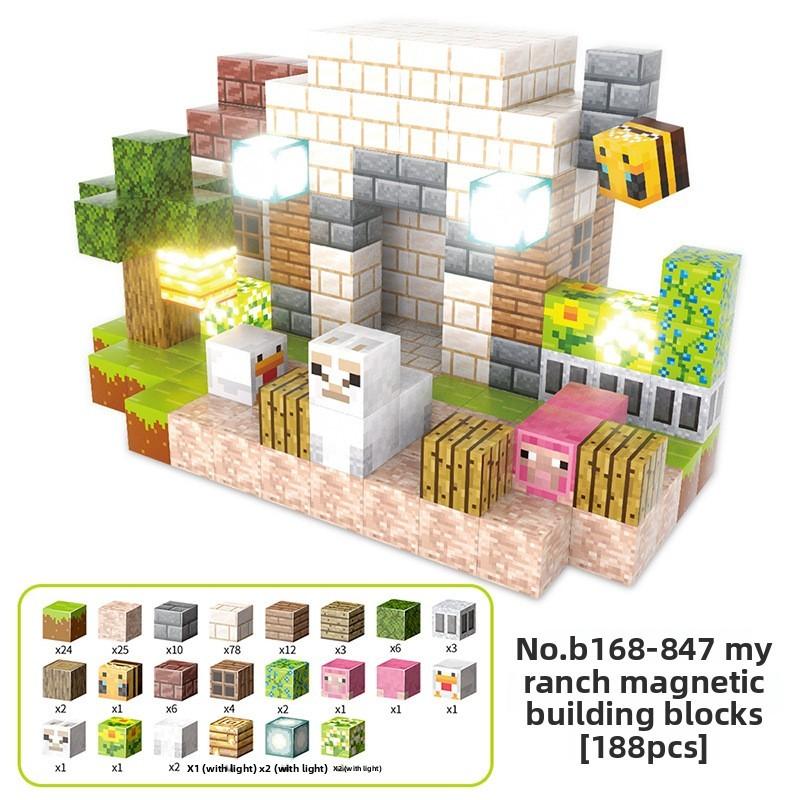 Toy Minecraft Magnetic Set With Led Lights For Kids Learning Building Gift Play