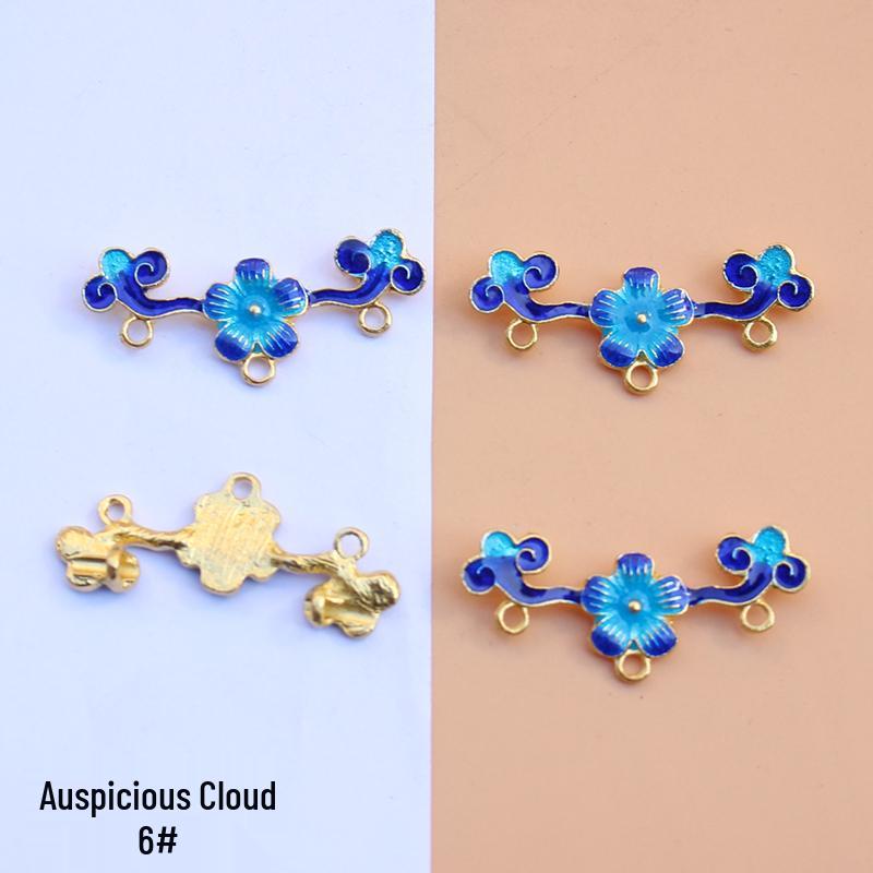 Handmade Ancient Style Kiln Blue Cloisonné Accessories for DIY Hanfu Hairpins & Pendants