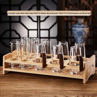 Shijin Wine Dispenser & Measuring Cup Set with Bamboo Rack