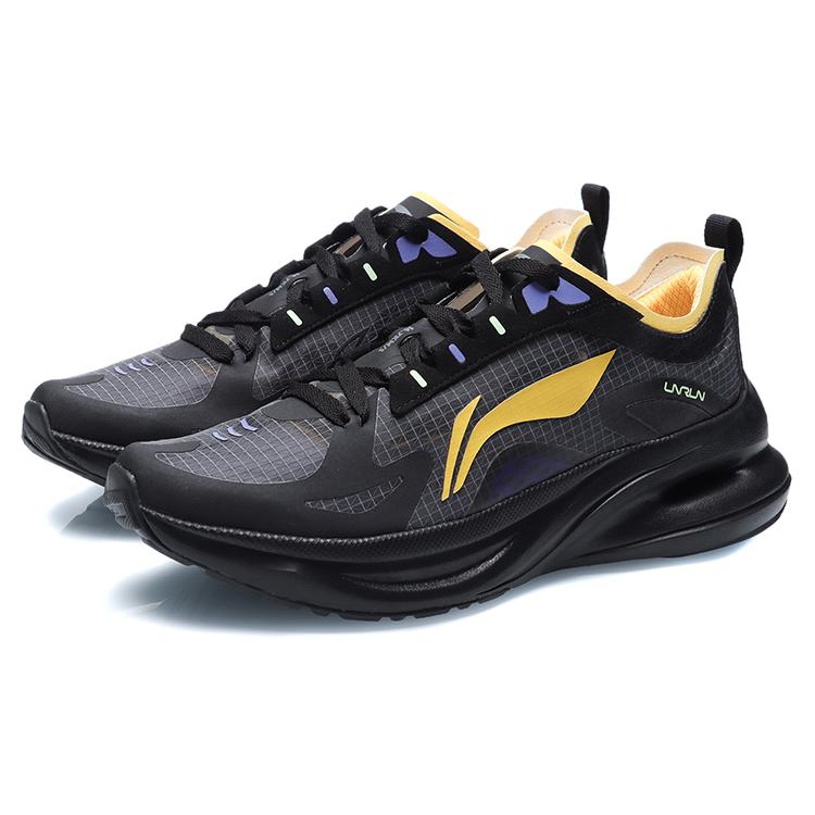 New LiNing Support Shock Absorption Low Top Running Shoes Unisex Black Yellow ARHR057-1