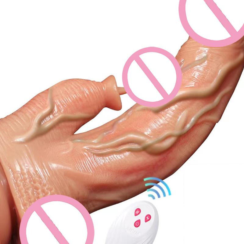 Telescopic Vibrating Dildos for Women Foreskin Testicles Dildo Anal Vaginal Stimulation Sex Toys Female Masturbation Heat Penis