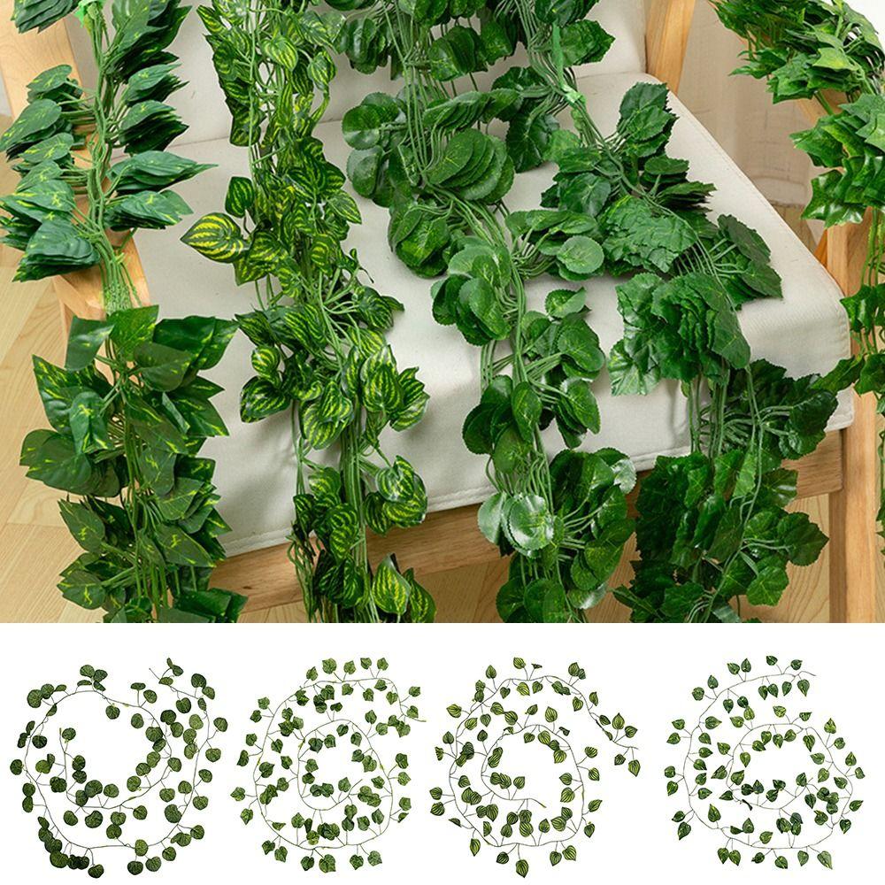 12PCS Green Artificial Ivy Leaf Flexible Vine Lightweight Hanging Garland DIY Accessories Craft Artificial Vine Party Supplies