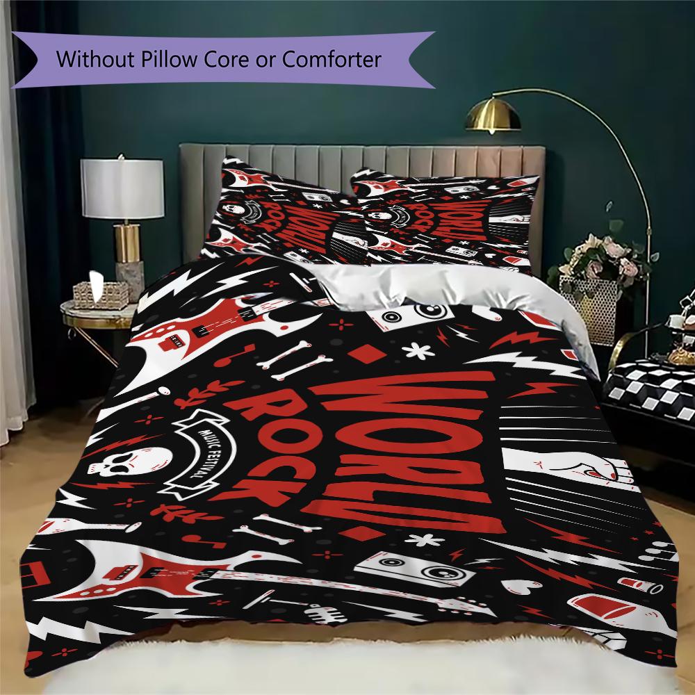 1PC Musical elements Bedding Quilt Set Quilt Cover Pillowcase Home Decoration Birthday Gift (1 * duvet cover + 2 * pillowcase, without core)A16