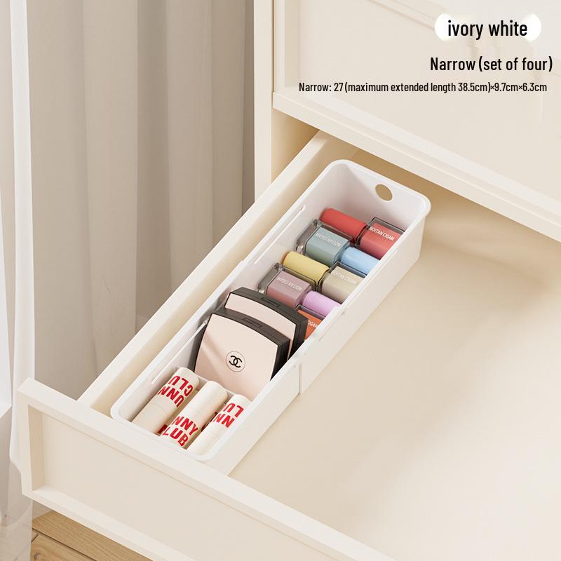 Telescopic Drawer Organizer with Built-in Compartments for Cosmetics and Lipstick