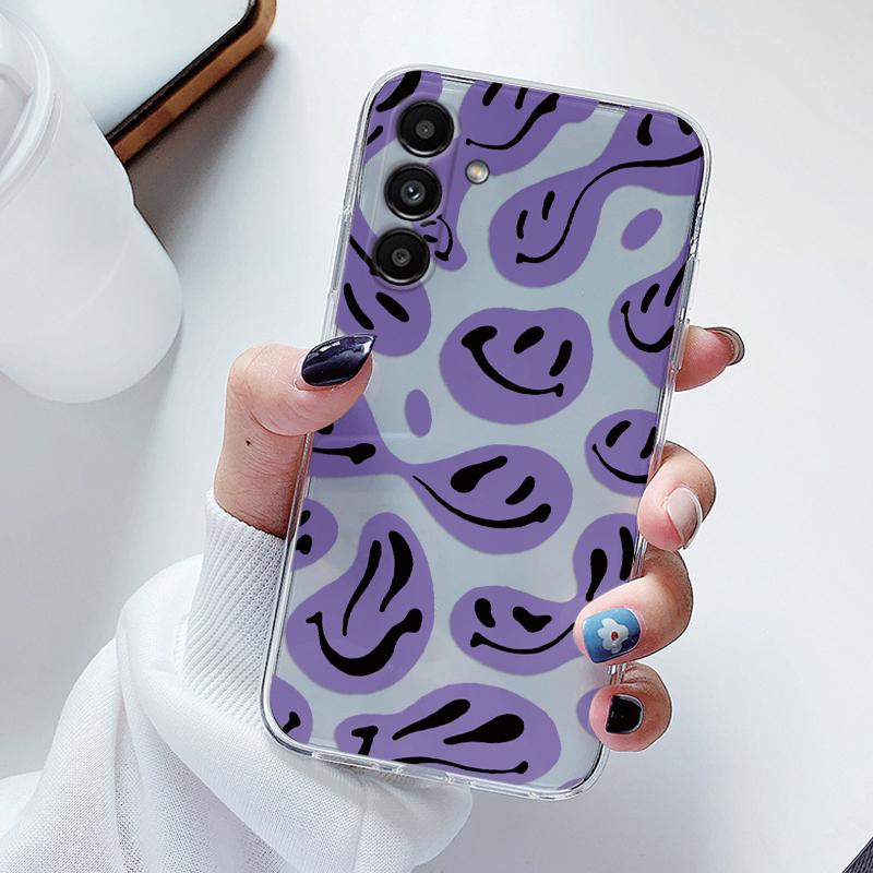 Transparent Case For Samsung Galaxy A24 A17 A16 A56 A55 A54 A06 4G Cover Cartoon Flowers Soft Clear Shockproof Funda Face Capa