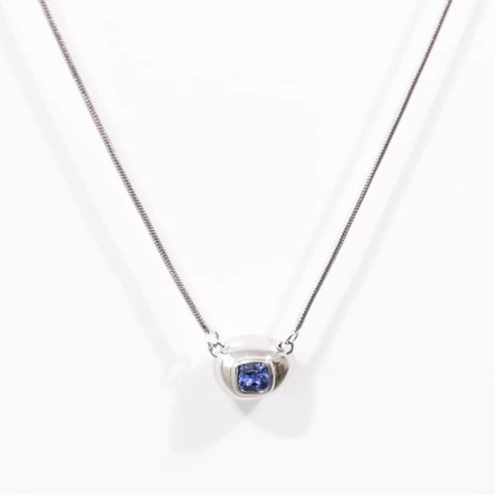 

Blue Sapphire Square Stone Faceted Waterdrop Pendant Necklace 925 Silver