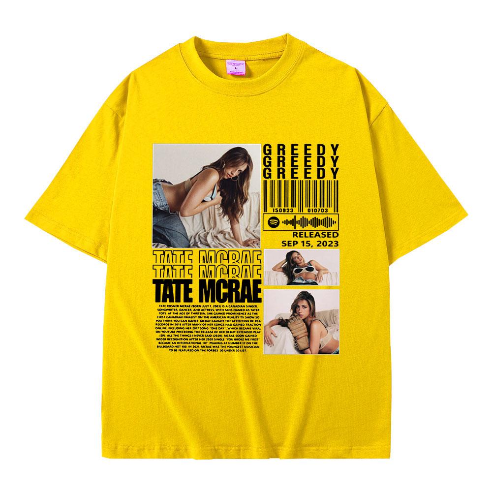 Tate Mcrae Greedy T Shirts Unisex Women Clothing Fashion Vintage Tshirts 100 Cotton Casual Loose Short Sleeve Tshirt Streetwear