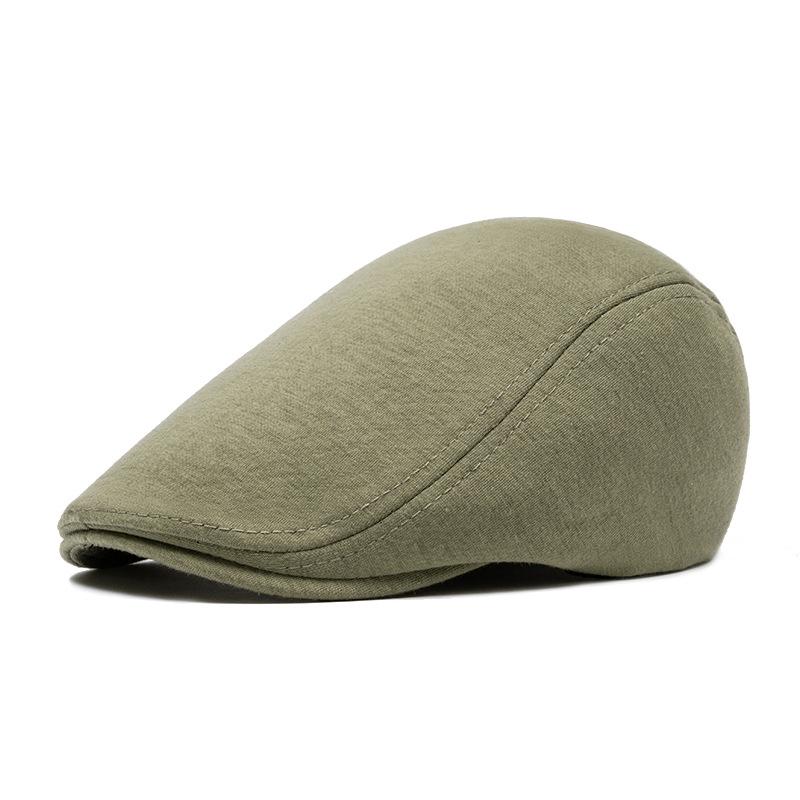 Boina masculina de outono e inverno de lã de aba leve, quente, chapéu para frente, boina britânica de topo mole, chapéu newsboy