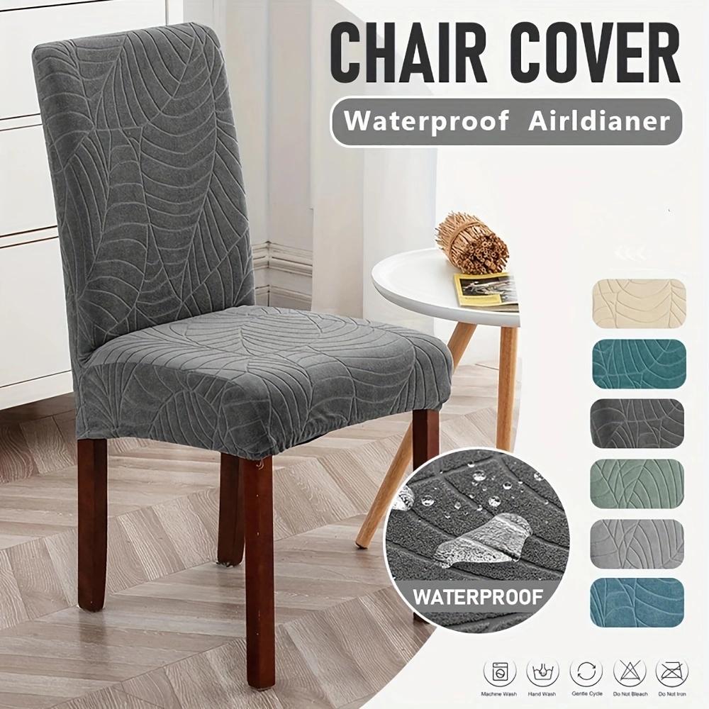 Waterproof Chair Covers Jacquard Fabric Furniture Protector Stretch Washable Removable Hotel Chair Slipcover(1/2/4/6/ Pieces)