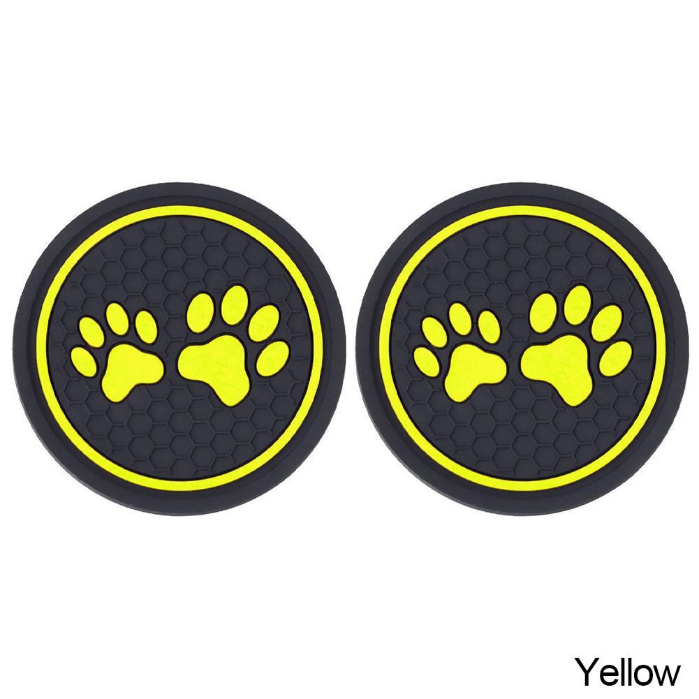 2Pcs Non-slip Car Water Cup Pad Cat Paw Footprint Rubber Mat for Bottle Holder Coaster Auto Interior Anti-skid Cup Holders