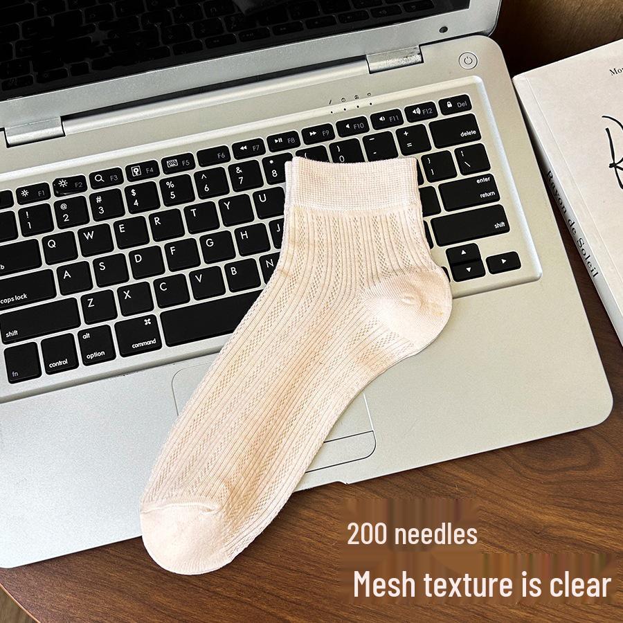 Women's Ultra-Thin Mesh Ballet Ankle Socks - Breathable, Boneless, Mid-Calf Japanese Ice Silk for Summer