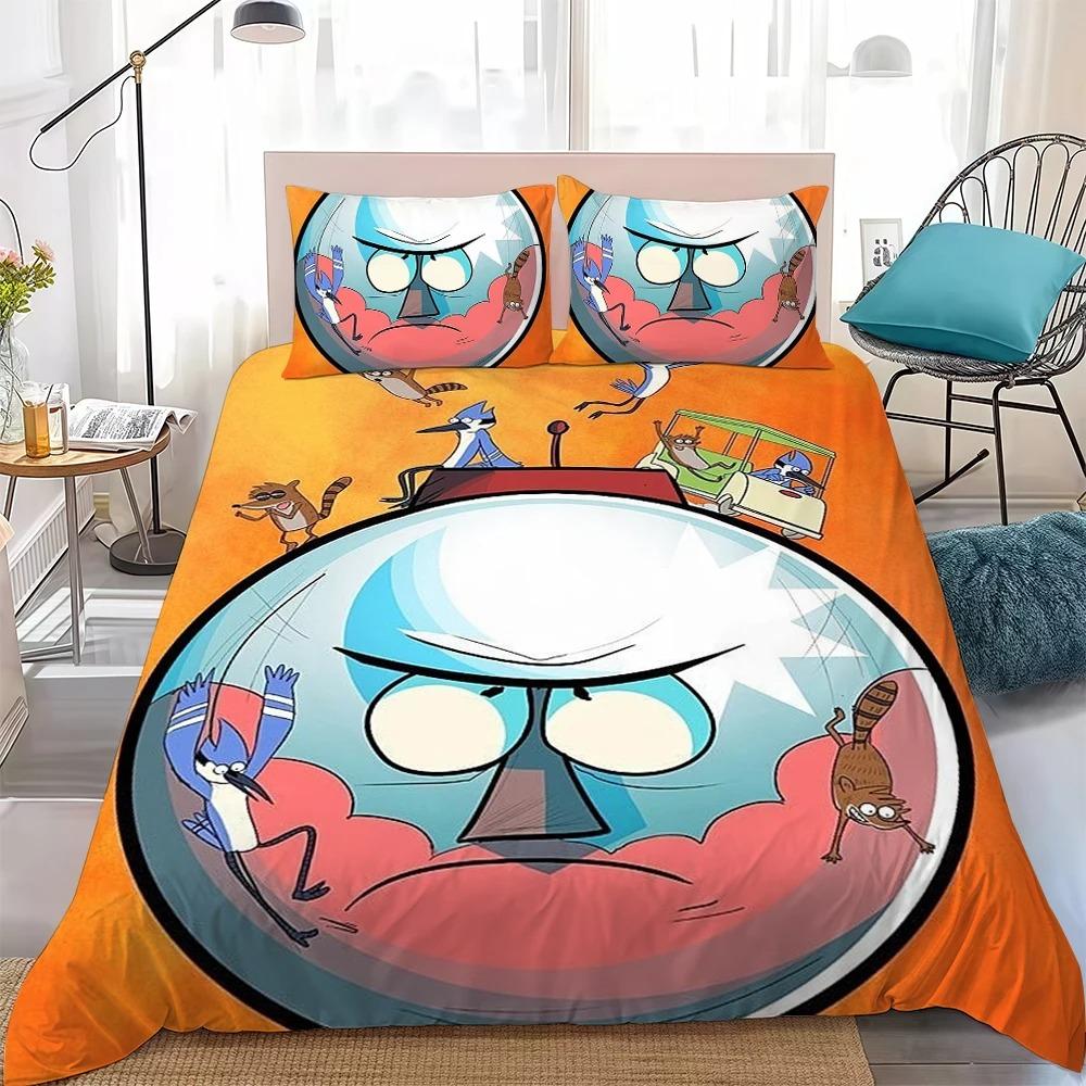 Fashion Funny R-Regular Show Bedding Set Duvet Cover Pillowcase Bedroom Decoration Youth Kids Girl Boys Full Size Birthday gift