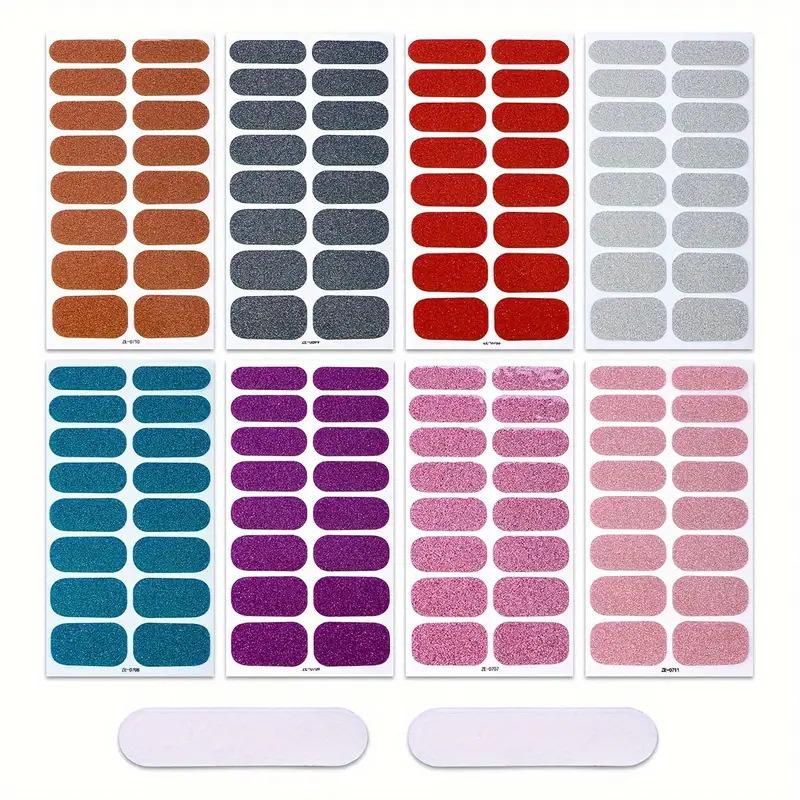 8 Sheets Full Wrap Nail Polish Strips Pink Self-Adhesive Gel Nail Sticker For Women DIY Self Nail Manicure Kit