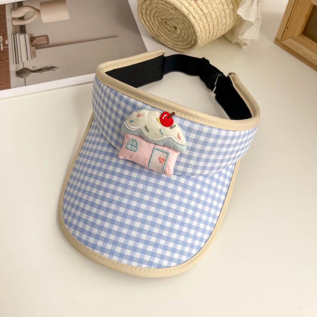 Kids' Cute Cherry Plaid Sun Visor Hat: Versatile Summer Shade