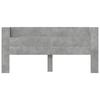 Headboard with Storage and LED Lighting Concrete Grey Wood Based Material