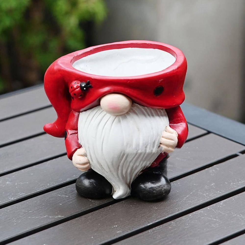 Adorable Christmas Elf Pot Figurine Exquisite Dwarf Statue Vase Desktop Ornament  Bedroom