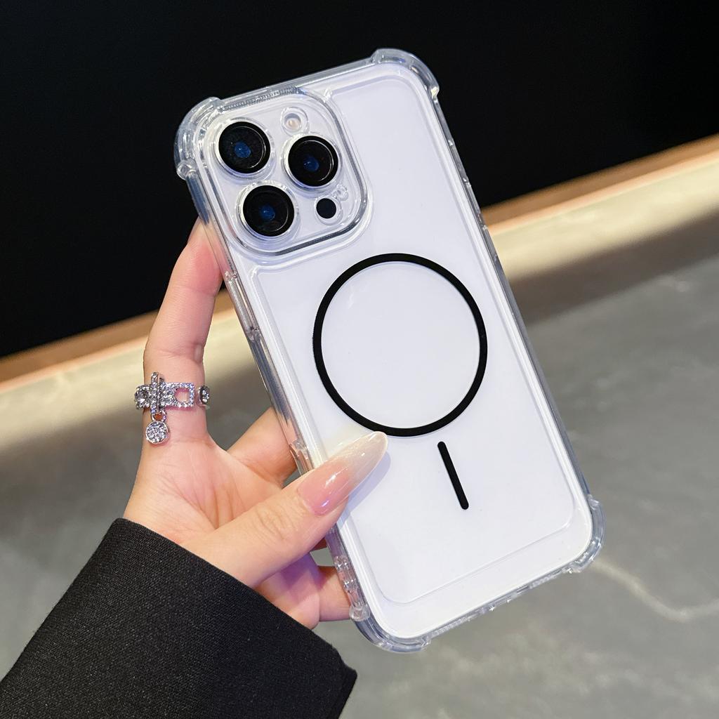 Luxury Clear Shockproof For Magsafe Case for iPhone 11 12 13 14 15 16 Pro Max Plus Magnetic Soft Bumper Hard Acrylic Back Cover