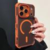 Pour Coque de Téléphone Magnétique Bumper en Silicone Orange Pour Pour Iphone Air 11 12 13 14 15 16 Plus Housse Protectrice Mate Sur 17