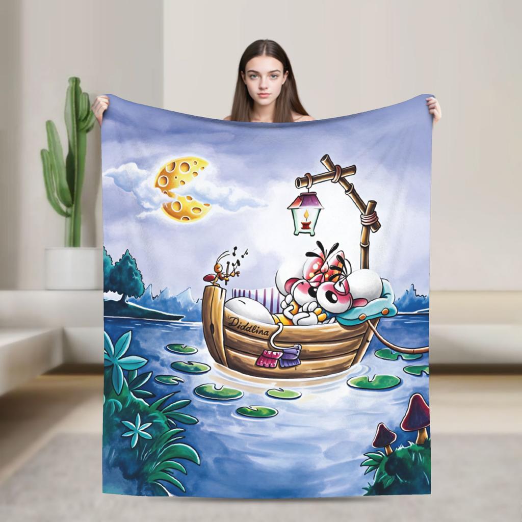 Kawaii Diddl Flanelldecke Warm Weiche Überwurfdecke für Wohnkultur Reise Büro Street Trend Tagesdecke Sofa Bettbezug