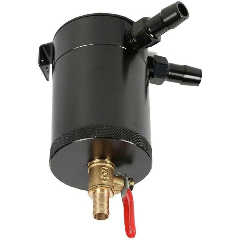 Universal Oil Catch Can Baffled 2-Port Aluminum Reservoir Oil Catch Tank with Drain Valve Fuel Tank Parts