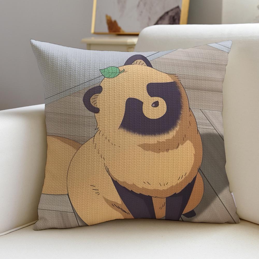 you and the rain tanukiS Cushion Cover Breathable and skinfriendly linen pillowcase square removable and washable cushion