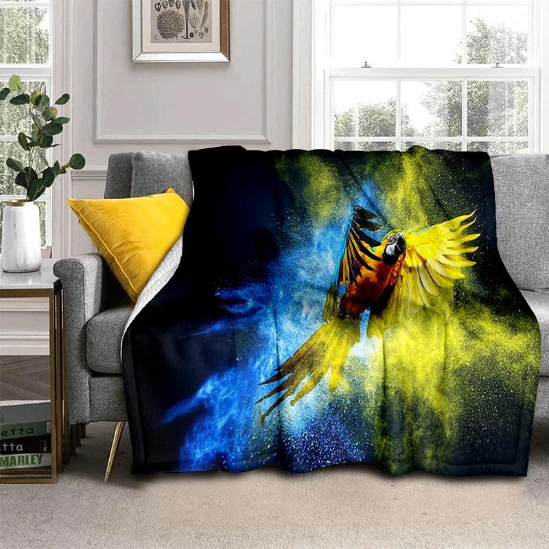 3D Colorful Macaws Parrot Birds Blanket,Soft Throw Blanket for Home Bedroom Bed Sofa Picnic Travel Office Rest Cover Blanket Kid