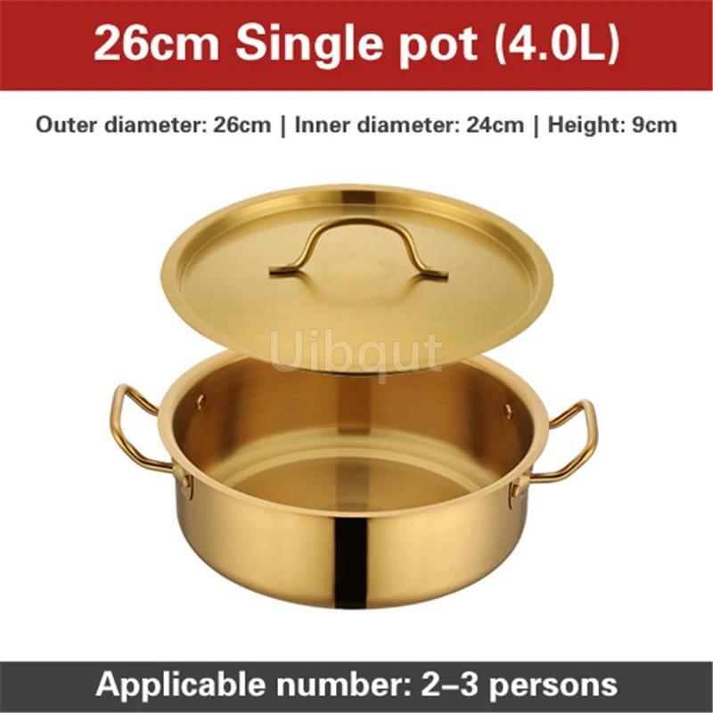 Golden Hotpot Hot pot with open flame Flat bottomed double ear single pot Stainless steel hotpot basin cooking pot chafing dish