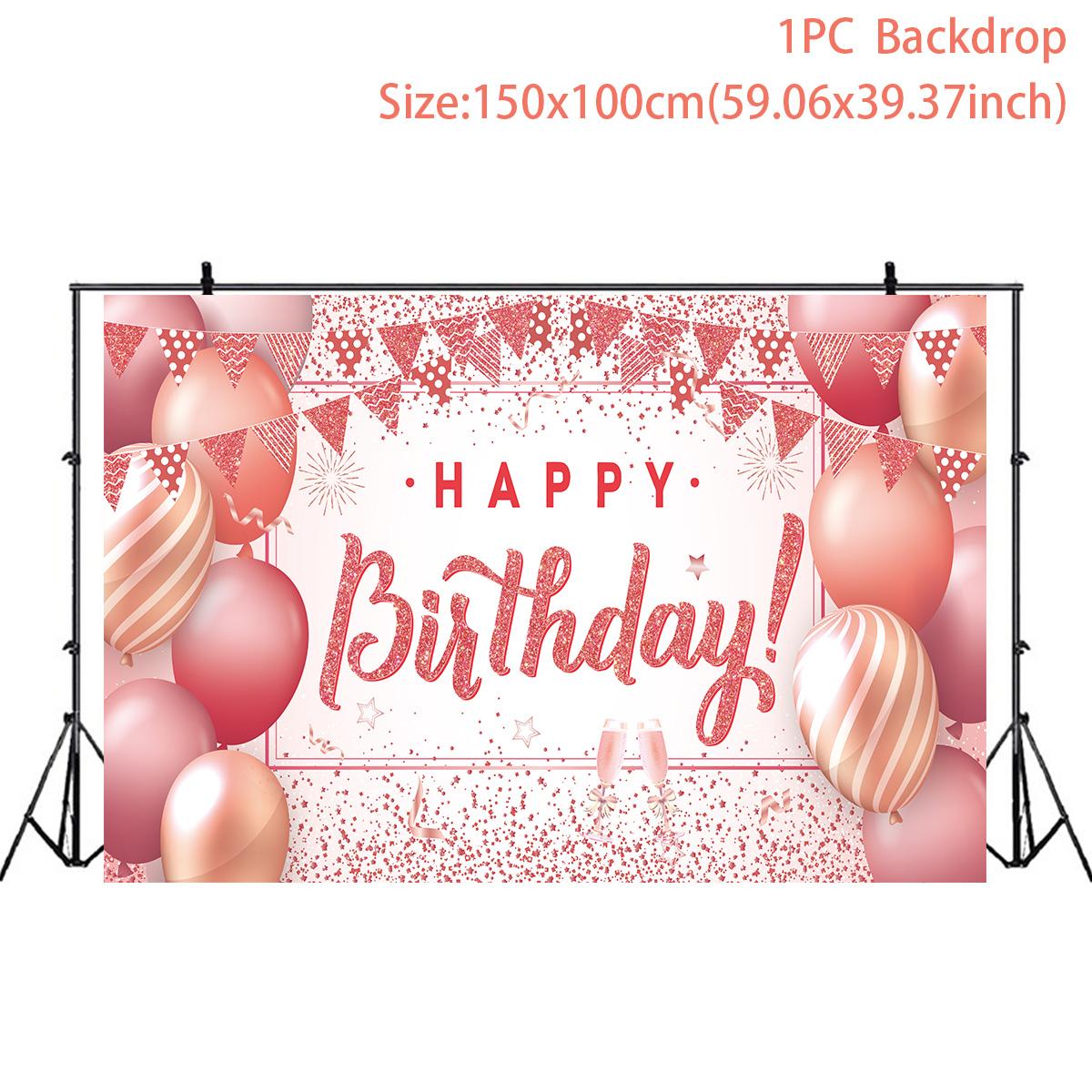 

Розовый золотой фон на день рождения, украшение на день рождения для женщины, набор воздушных шаров на день рождения 30 40 50, фон на годовщину для женщины