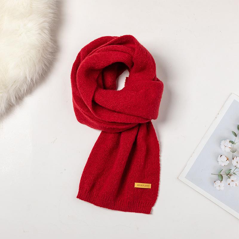Customized New Year's scarf, red wool knitted scarf, women's autumn and winter versatile warm student scarf