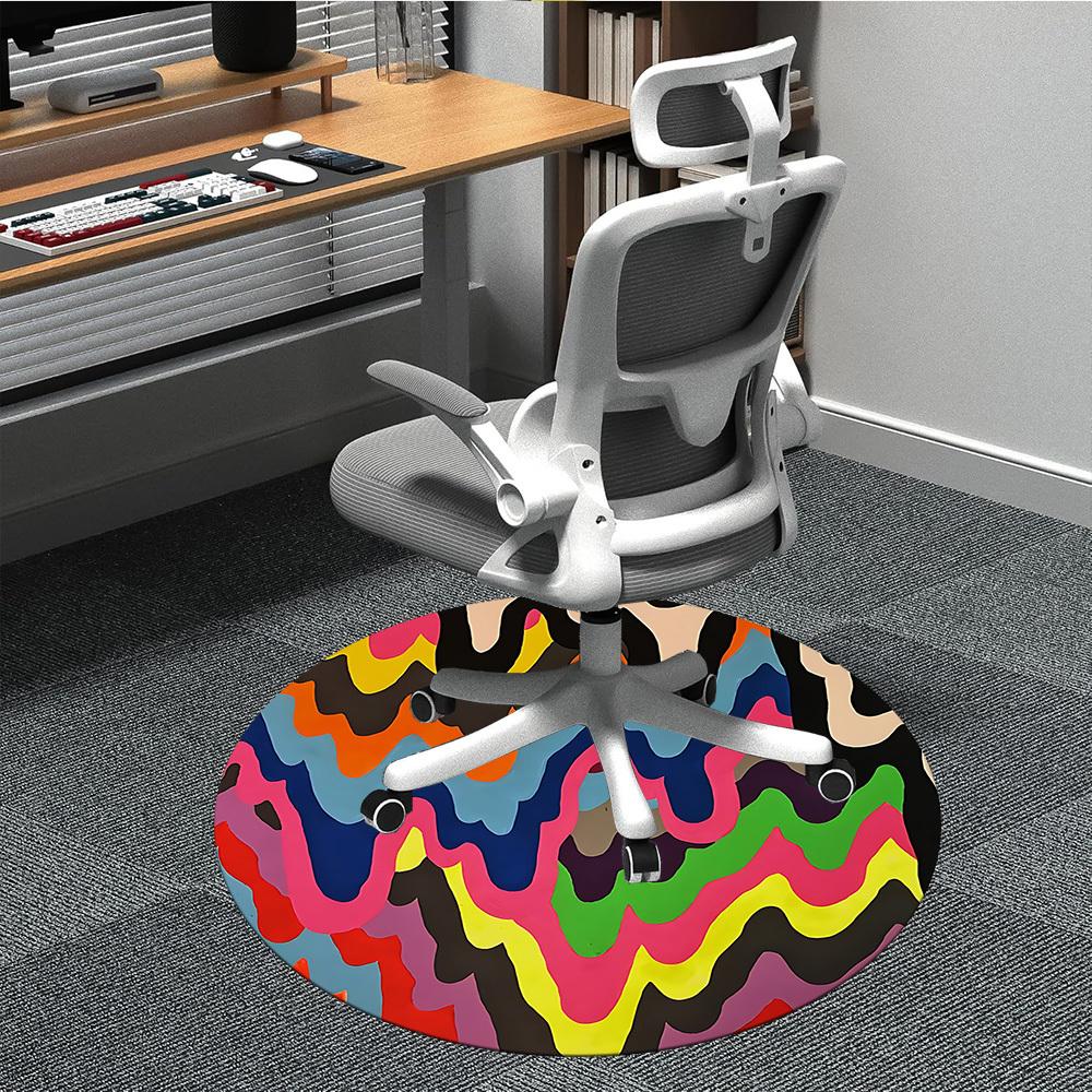 1pc Colorful Abstract Chair Carpet for Office - Durable, Ideal for Chair Mats, Stylish & Functional Decorative Rug yy260130020