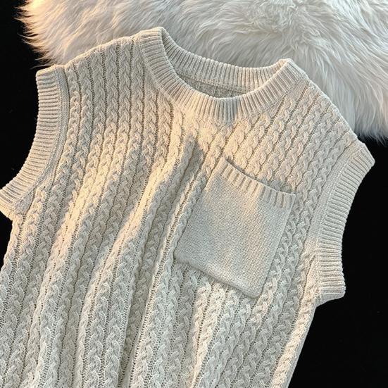 Pánská pletená vesta svetr Jednobarevná Dlouhý rukáv Kulatý výstřih Volná Hřejivá Ležérní Preppy styl Pulovr Vesta svetr pro každodenní nošení