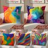 Dopamine Style Painting Cushion Cover Pillowcase Short Plush Invisible Zipper Room Sofa Cushion Cover