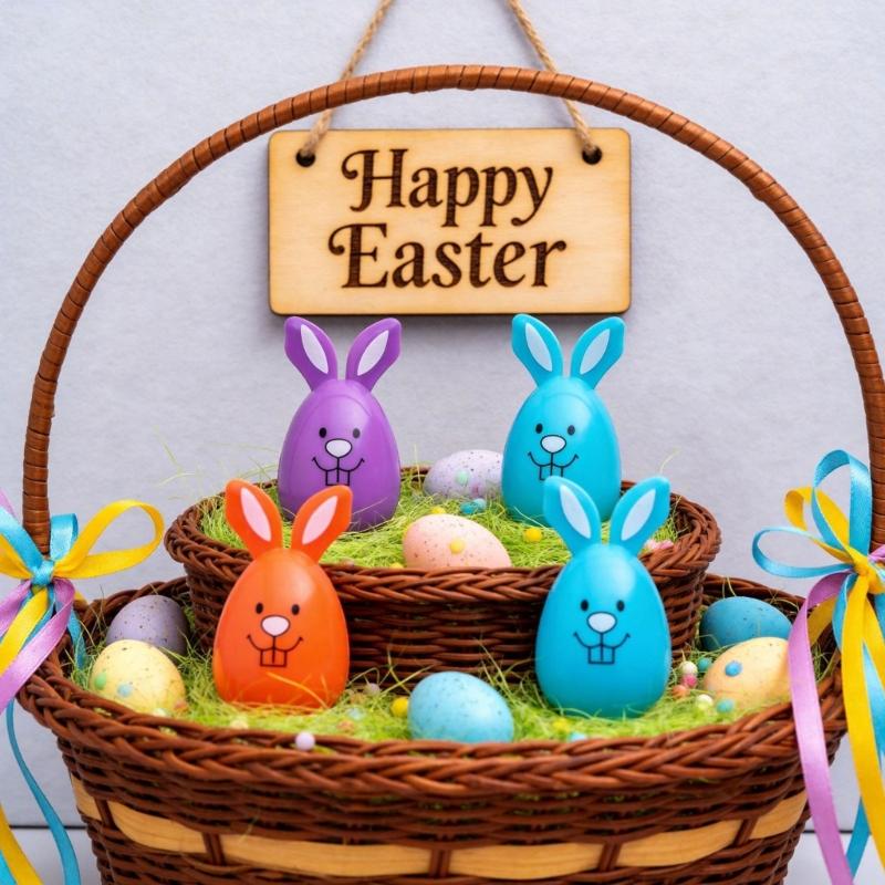 Empty Bunnies Shape Easter Eggs Fillable Plastic Bunnies Eggs for Easter Hunt,Themed Party,Basket Stuffers Toy Filling Treat