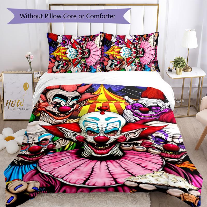 Horror Clown Circus 3pcs Bedding Set Duvet Cover Closure Includes 1 Duvet Cover & 2 Pillowcases for All Seasons Bedroom Home Dorm Decor
