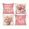 4Pc Mother'S Day Exclusive Pattern Home Decor Pillowcase Living Room Sofa Polyester Cushion Cover With Zipper