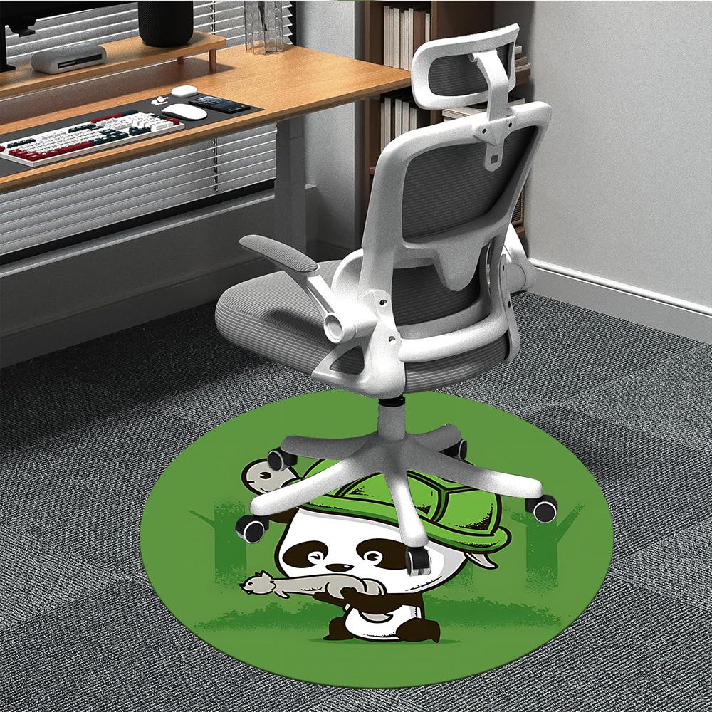 1pc Panda Turtle Pattern Office Round Area Rug, Indoor Mat Suitable For Office, Under Office Chairs Bedroom Living Room Home Decor, Room Deco