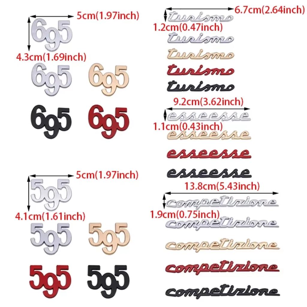 3D Metal 595 695 Tunismo Esseesse Competizione Badge Logo Car Rear Trunk Emblem Decal Stickers for Abarth