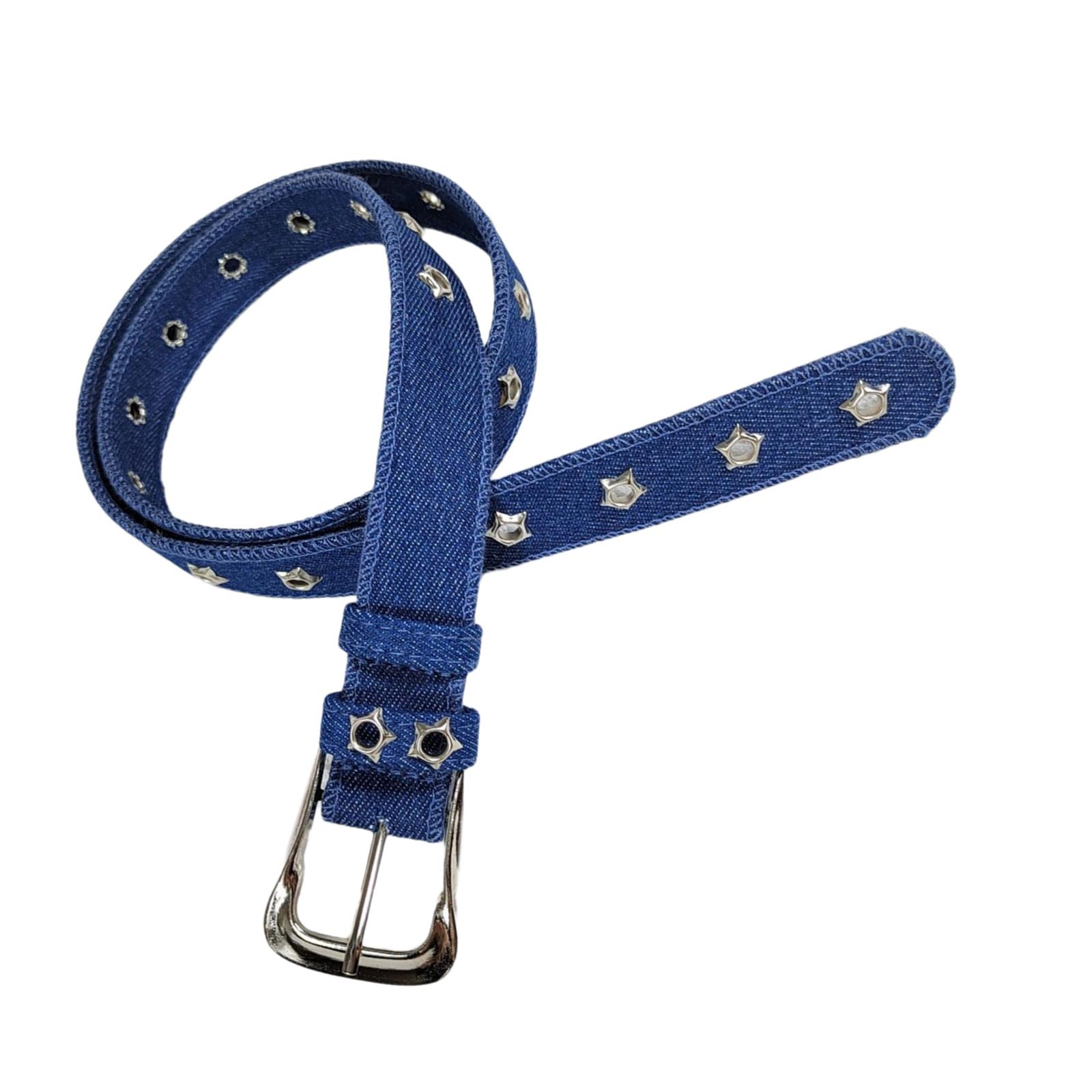 

Ремень со звездным акцентом в стиле панк, регулируемая длина, тканевая поясная цепочка, винтажный дизайн, для повседневной и праздничной одежды темно-синий