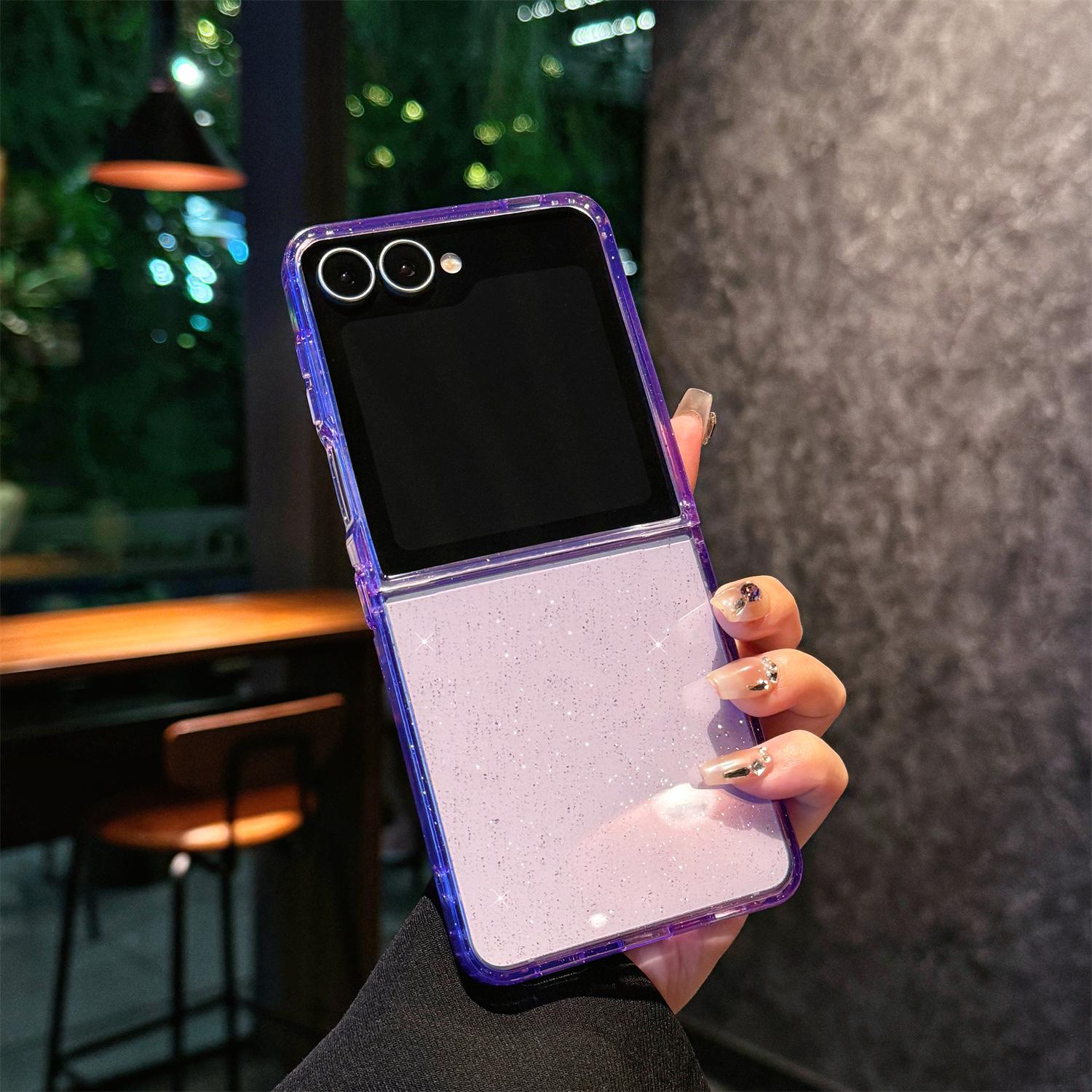 Samsung Z Flip7/Flip6 Glitter Magnetic Starry Sky Case - Transparent Protective Cover Z Flip7