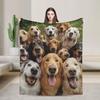 Funny Dog Selfie Flannel Blanket Winter  Super Soft Throw Blanket for Girls Boys Outdoor Comfortable Bedspread Sofa Bed Cover