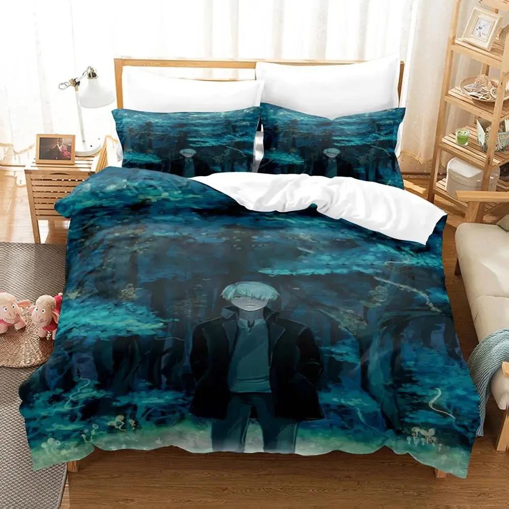 3D Print Anime Mushi Ginko Beding Set Soft Duvet Cover Bed Linen Set Comfortable Quilt Cover Pilowcase Warm Comforter king Quen Sized Dimensions Young